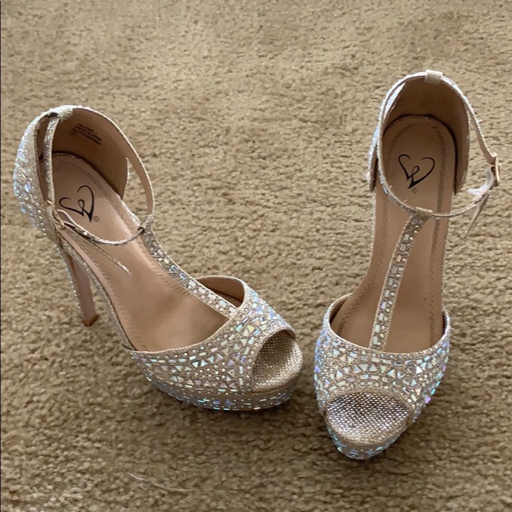 Rhinestone & Gold Glam platform heels.